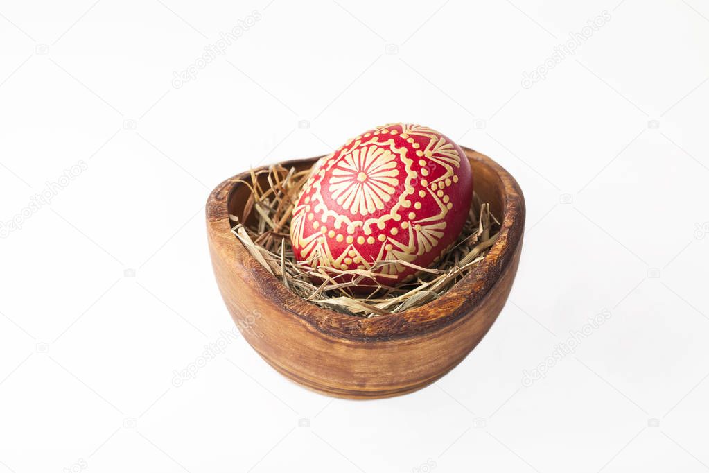 Easter egg, decorated with beeswax