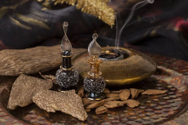 Agarwood Also Called Aloeswood Essential Oil Incense Chips Royalty Free Stock Photos