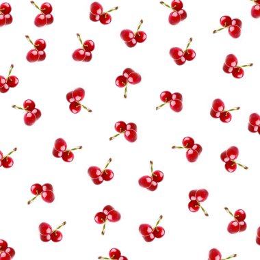 Beyaz arka plan bir üstten görünüm düz stil üzerinde izole kiraz desen