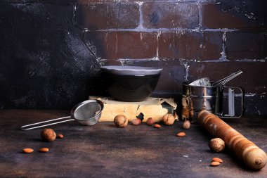 rustik mutfak arka plan metin Grunge Shabby chic loft için yer ile