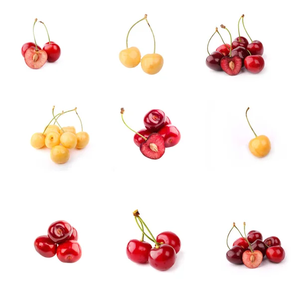 Set cherries isolated on a white background — Stock Photo, Image