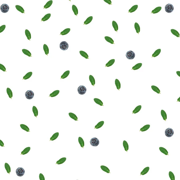 Summer berry pattern blueberry cranberry and mint isolated on white background top view of a flat style — Stock Photo, Image