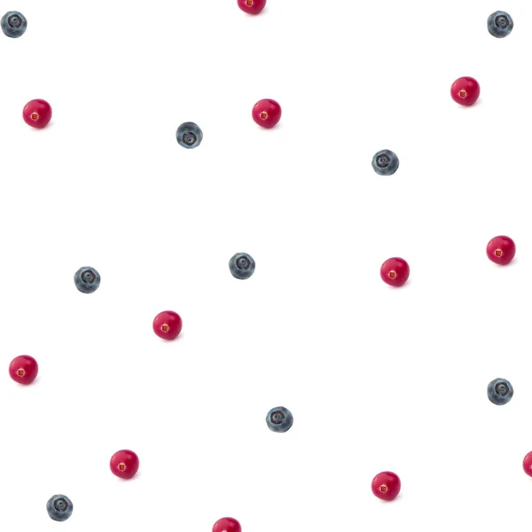 Summer berry blueberry cranberry pattern isolated on a white background top view of a flat style — Stock Photo, Image