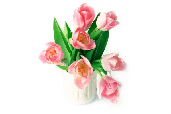 Spring bouquet of pink tulips — Stock Photo, Image