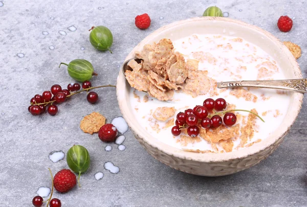 Café da manhã saudável de granola com bagas frescas Imagem De Stock
