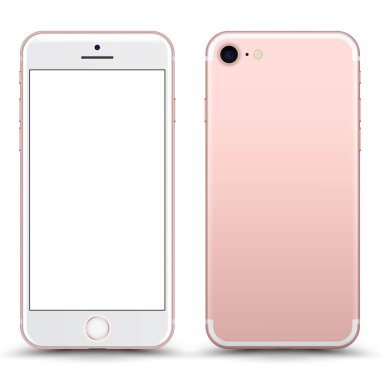 Boş ekranlı akıllı telefon. Pembe renk. Vektör İllüstrasyonu.