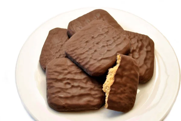 Schokoladenüberzogene Kekse — Stockfoto