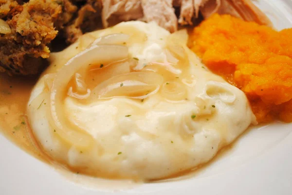 Potatismos med Turkey Gravy — Stockfoto