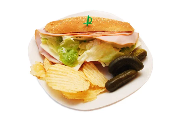 Sub Sandwich Served as a Cold Lunch — Stock Photo, Image