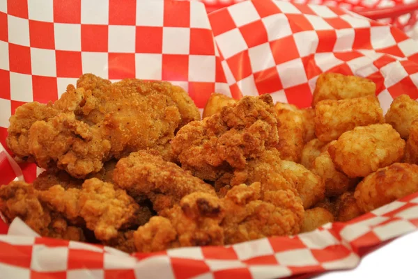 Fried Chicken and Chips — Stock Photo, Image