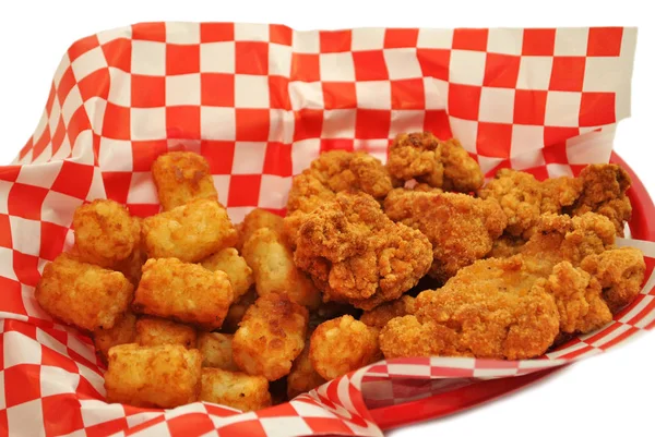 Fried Chicken Nuggets with Tator Tots — Stock Photo, Image