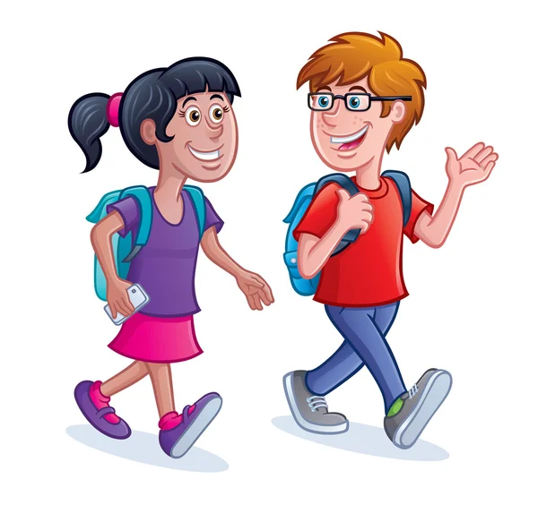 School Kids Walking with Backpacks — Stock Photo, Image