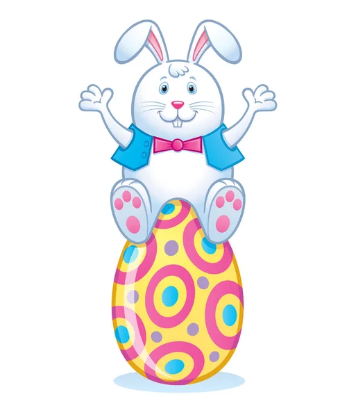 Easter Bunny Sitting On Easter Egg — Stock Photo, Image