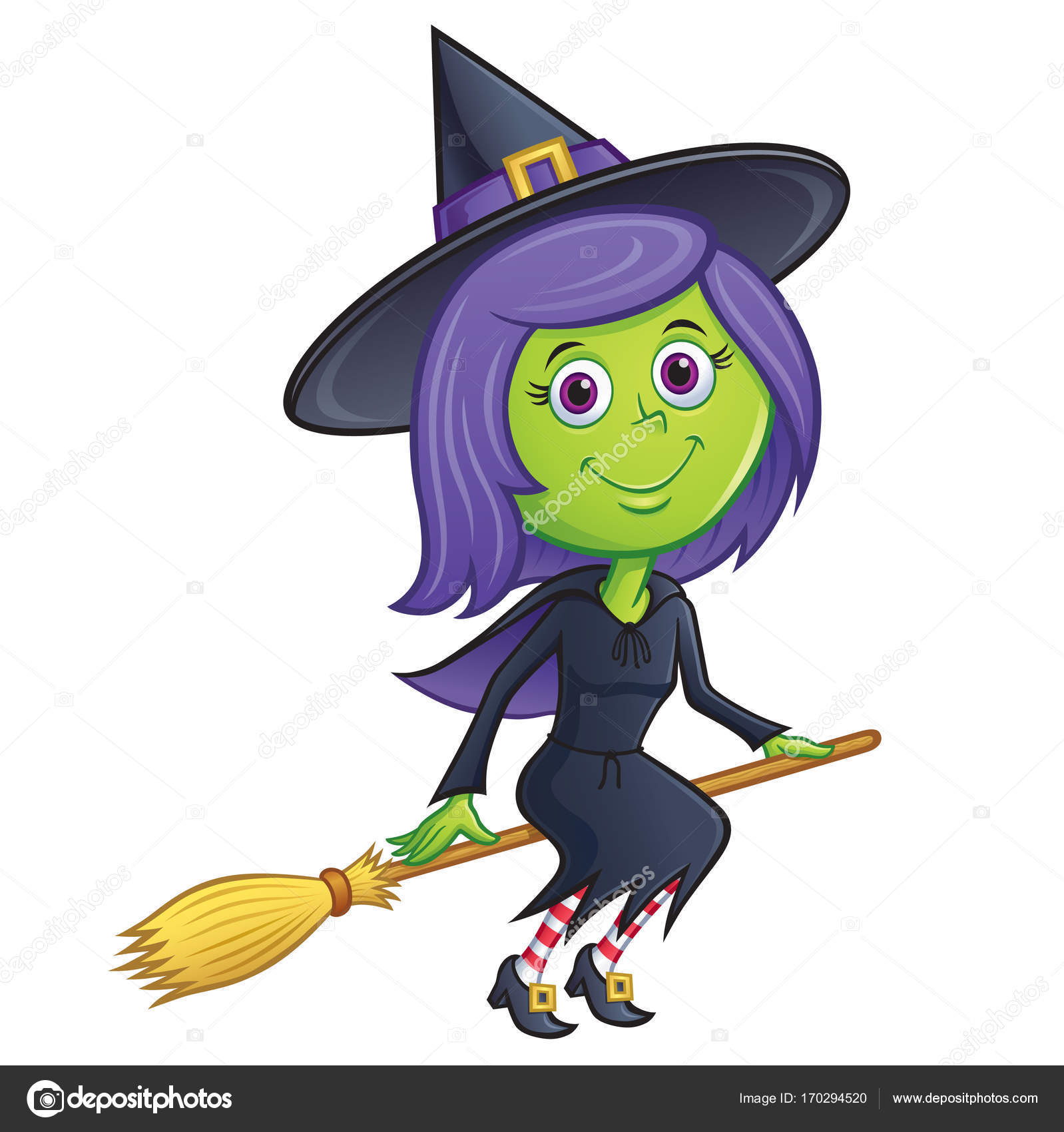 Mignonne sorcière sur son balai — Photographie RodSavely © 170294520