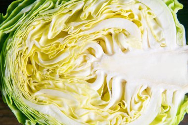 Olgun beyaz lahana arka planı. Üst görünüm, yakın plan.