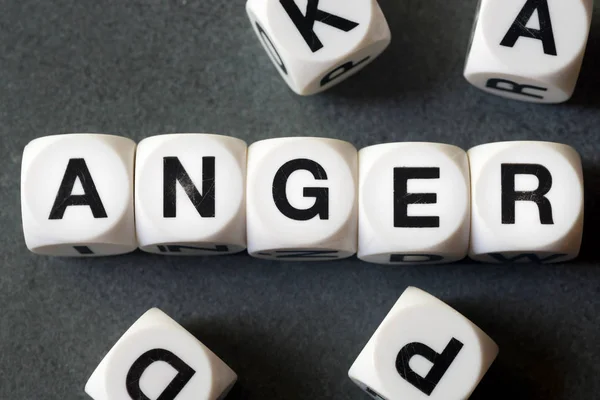 Word anger on toy cubes — Stock Photo, Image