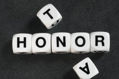 word honor on toy cubes clipart
