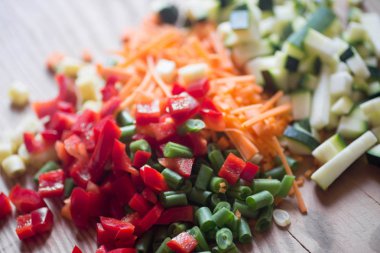 doğranmış sebze seçici odak 