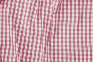 Kırmızı ve beyaz kareli kumaş arka plan dokusu 