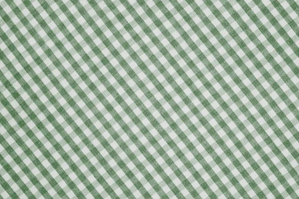 Zöld-fehér kockás szövet háttér textúra — Stock Fotó