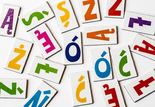 Lettere colorate polacche con segni diacritici — Foto Stock