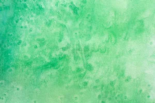 白纸背景纹理的绿色水彩画 — 图库照片