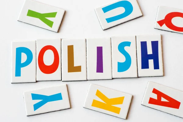 Parola polacco fatto di lettere colorate — Foto Stock