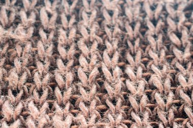 kahverengi Triko yün Tekstil doku arka plan makro