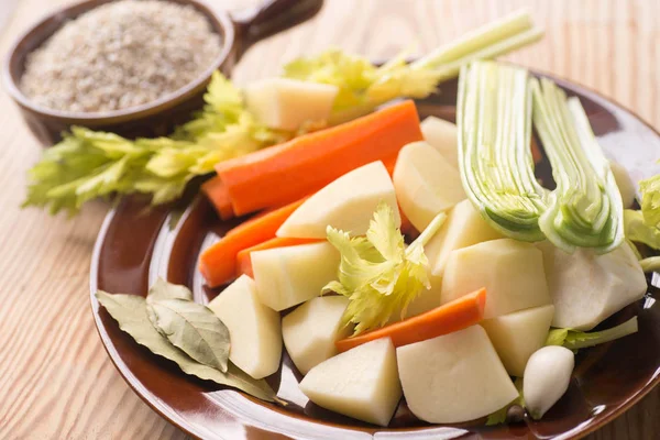 Krupnik Polish barley soup ingredients — Stock Photo, Image