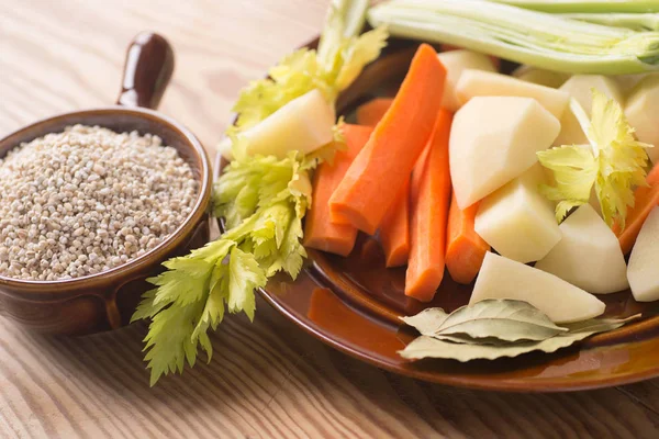 Krupnik Polish barley soup ingredients — Stock Photo, Image