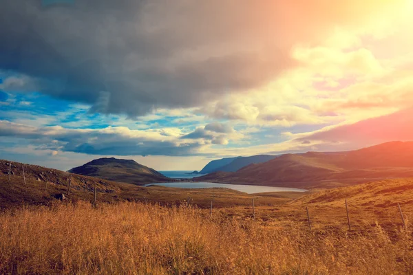 Fjord naplementekor — Stock Fotó