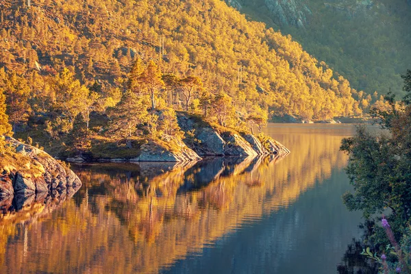 Skalistym brzegu jeziora górskie — Zdjęcie stockowe