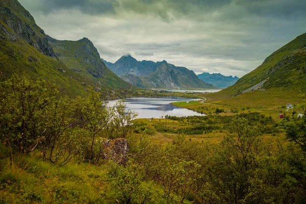 View of the mountain valley with fjord — Stock Photo, Image