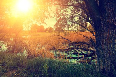 Gün batımında göl