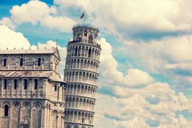 The Leaning Tower against blue cloudy sky, Pisa, Italy, Europe clipart