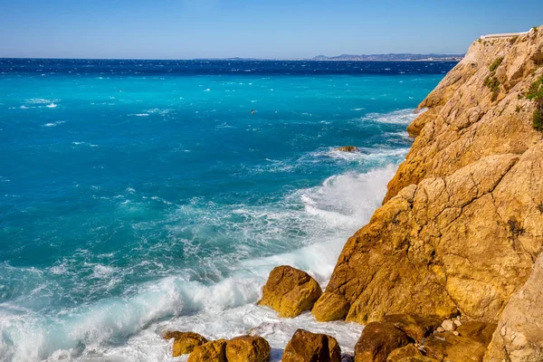 Rocky Seashore Cote Azur French Riviera Nice France — Stock Photo, Image