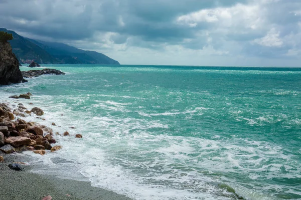 Costa Mar Rochosa Ligurian Sea Monterossa Village Cinqe Terre Itália — Fotografia de Stock