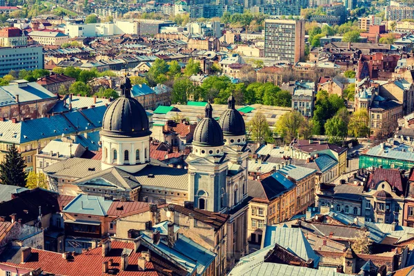 Panoramiczny Widok Europa City Ukraina Lwów — Zdjęcie stockowe