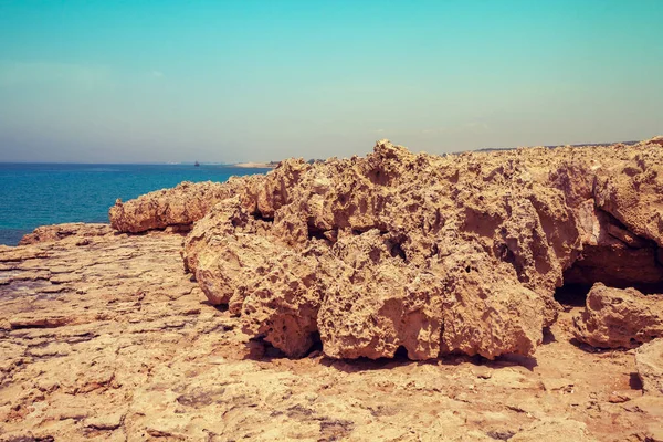 Praia Rochosa Natureza Chipre — Fotografia de Stock