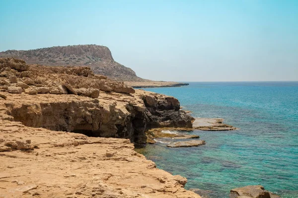 Orilla Rocosa Del Mar Naturaleza Chipre — Foto de Stock