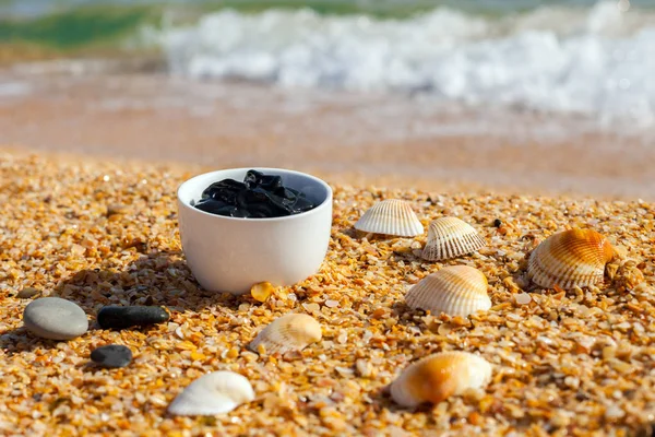 Barro Del Mar Muerto Para Tratamientos Spa Una Taza Playa —  Fotos de Stock