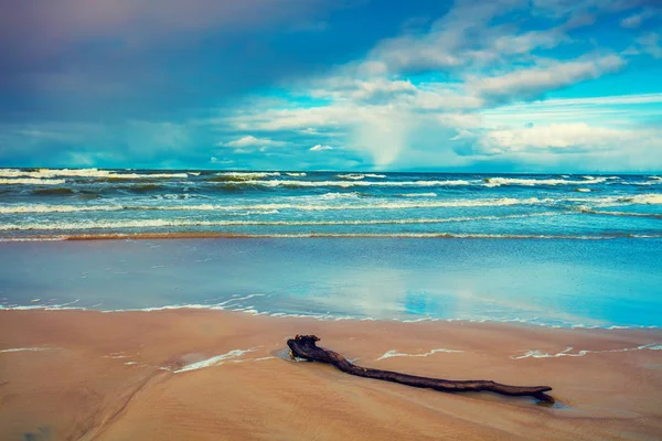 Sea Shore Deserted Beach Marine Landscape Blue Ocean Beautiful Cloudy — Stock Photo, Image