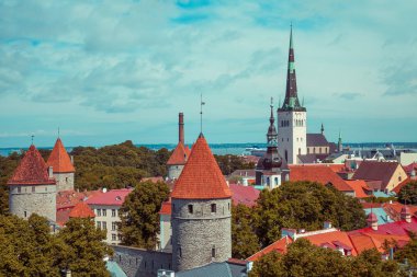 panoramik şehrin eski tallinn, Estonya