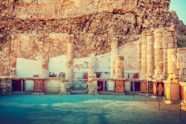 Saray Kral Herod'un Masada kalıntıları. İsrail.