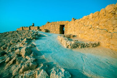 Judaean Çölü'nde Kral Herod Sarayı kalıntıları. Mount Yair, Masada