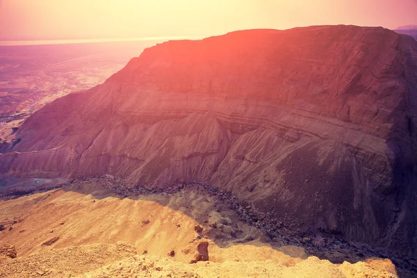 Piękny Wschód Słońca Nad Górskim Pustynia Judzka Masada Izrael — Zdjęcie stockowe