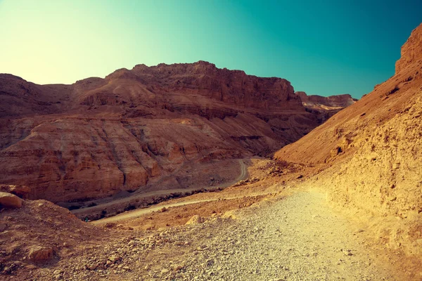 Krajobraz Górski Błękitnego Nieba Pustynia Judzka Masada Izrael — Zdjęcie stockowe