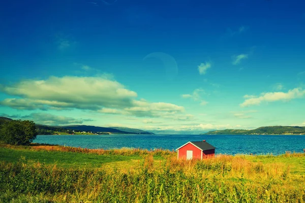 Beautiful Fishing Village Fjord Beautiful Nature Blue Sky Rocky Beach — Stock Photo, Image