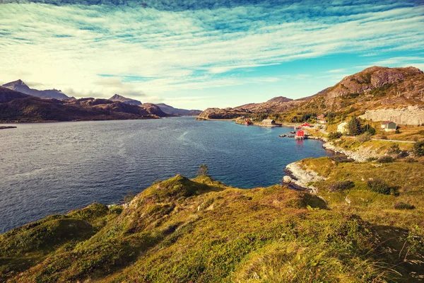 Vue Panoramique Sur Fjord Village Pêcheurs Îles Lofoten Norvège — Photo