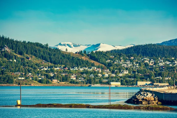 Vue Panoramique Sur Fjord Ville Rana Norvège — Photo